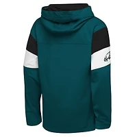 T-shirt à capuche manches longues Youth Outerstuff Midnight Green Philadelphia Eagles The Champs Back