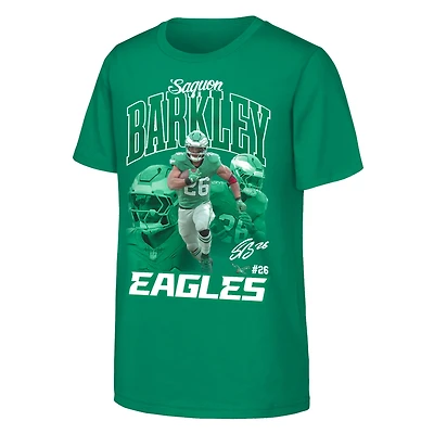 Youth Outerstuff Saquon Barkley Midnight Green Philadelphia Eagles Triple Pic T-Shirt