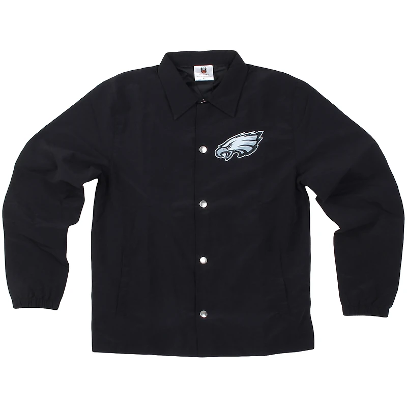 Veste d'entraîneur à boutons-pression complète T Buck's des Philadelphia Eagles pour jeunes Wes & Willy Black