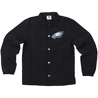 Veste d'entraîneur à boutons-pression complète T Buck's des Philadelphia Eagles pour jeunes Wes & Willy Black