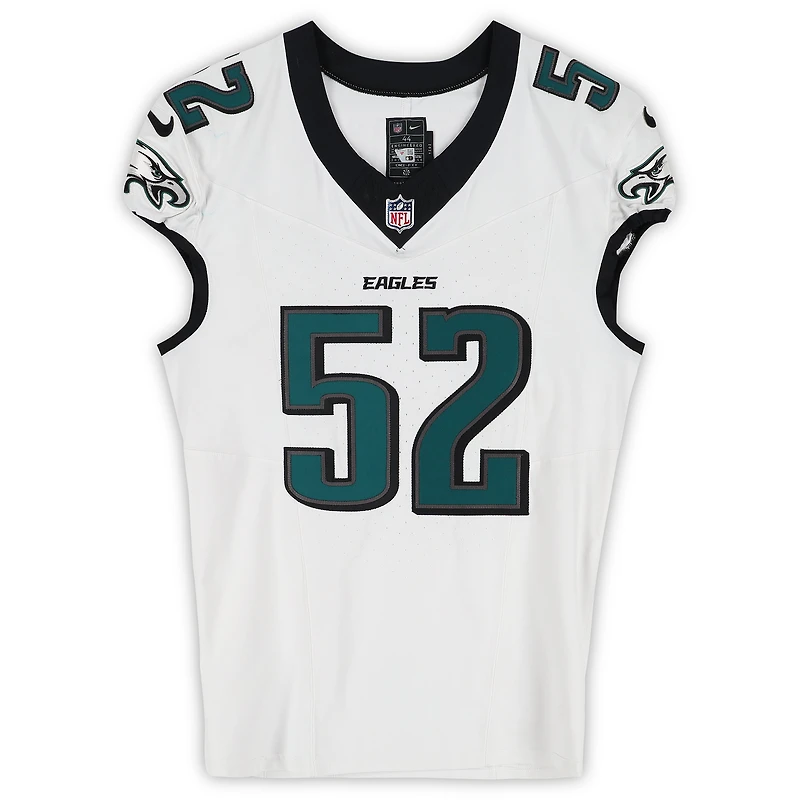 Maillot blanc n° 52 porté par Za'Darius Smith (Philadelphia Eagles) lors du match contre les Los Angeles Rams le 21 septembre 2025