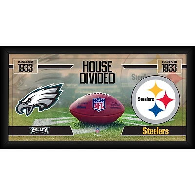 Collage de football encadré de 10" x 20" des Philadelphia Eagles contre les Pittsburgh Steelers