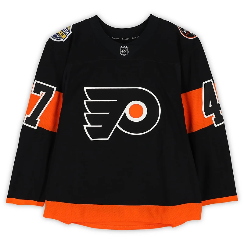 Andrew MacDonald Philadelphia Flyers Practice-Used #47 Black Reebok Jersey vs. Pittsburgh Penguins on February 25, 2017 - NHL Stadium Series - Worn During Warm-Ups