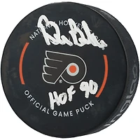 Rondelle de match officielle autographiée par Bill Barber des Flyers de Philadelphie avec inscription « HOF 90 »