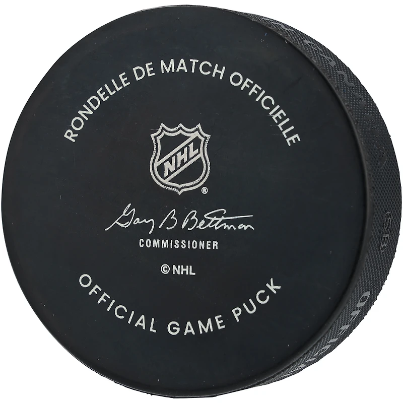 Rondelle de match officielle autographiée par Bill Barber des Flyers de Philadelphie avec inscription « HOF 90 »
