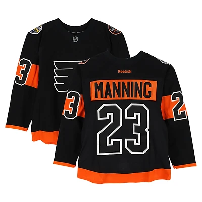Brandon Manning Philadelphia Flyers Practice-Used #23 Black Reebok Jersey vs. Pittsburgh Penguins on February 25, 2017 - NHL Stadium Series - Worn During Warm-Ups