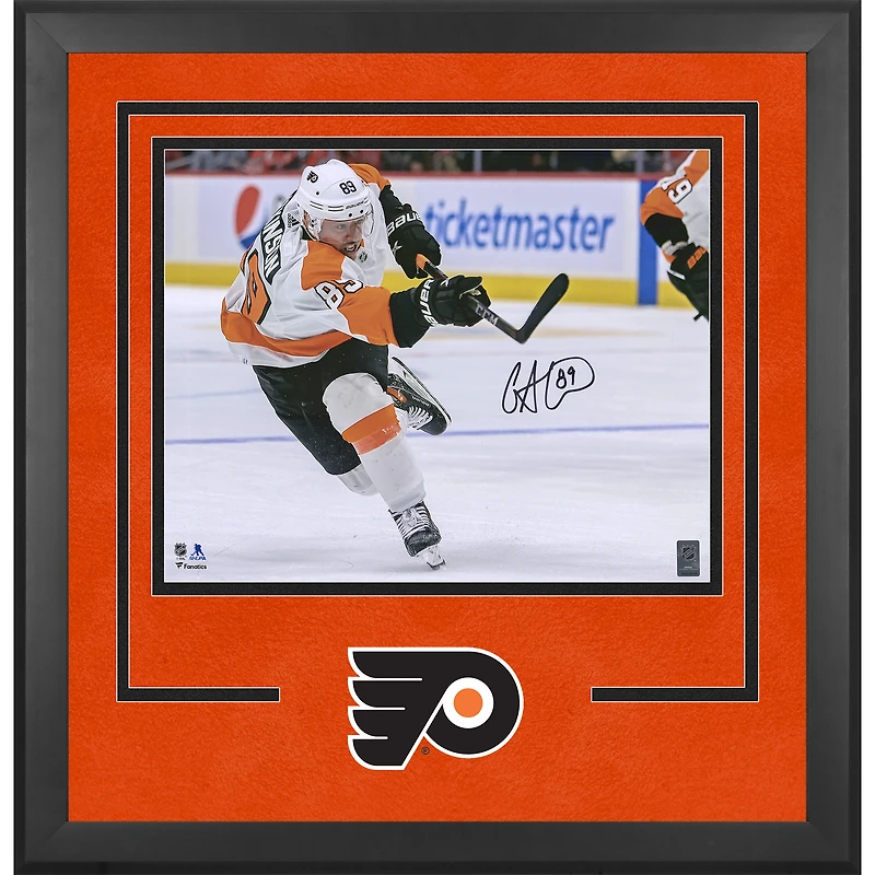 Cam Atkinson Philadelphia Flyers Autographed Deluxe Framed 16" x 20" White Jersey Shooting Photograph 