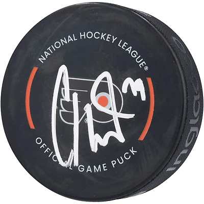 Rondelle de match officielle autographiée par Carter Hart des Flyers de Philadelphie