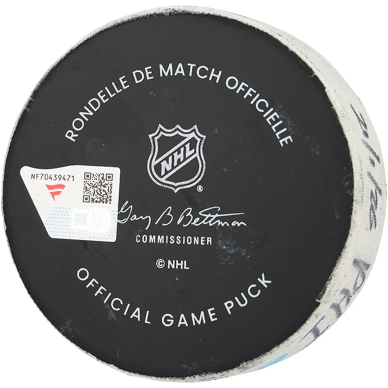 Christian Dvorak Philadelphia Flyers Game-Used Goal Puck from January 21, 2026 vs. Utah Mammoth
