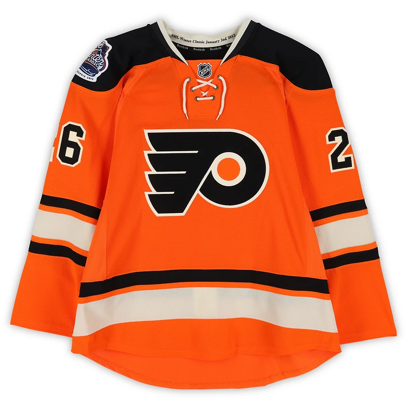 Erik Gustafsson Philadelphia Flyers Player-Issued #26 Orange Reebok Jersey vs. New York Rangers on January 2, 2012 - NHL Winter Classic