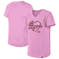 T-shirt à col en V paillettes roses pour fille New Era Philadelphia Flyers