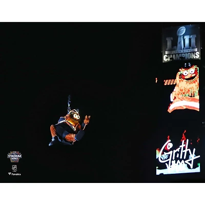 Gritty Philadelphia Flyers Unsigned 2019 Stadium Series Rappelling Entrance Photograph