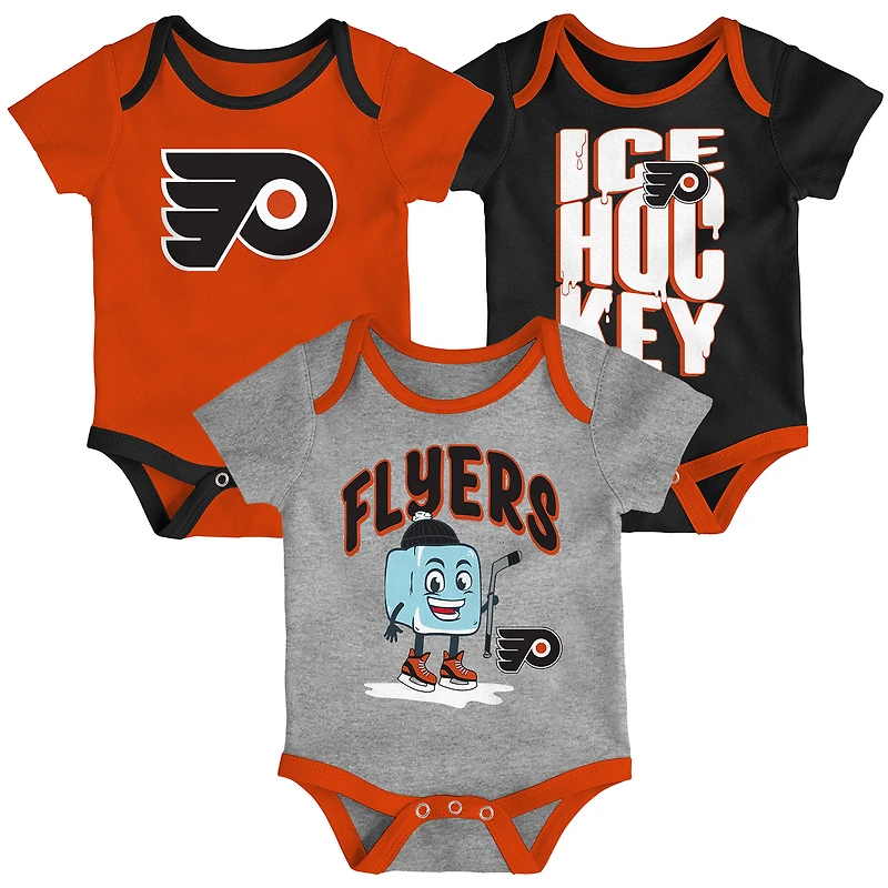 Ensemble de body trois pièces pour nourrissons et nouveau-nés Outerstuff Philadelphia Flyers Triple Header