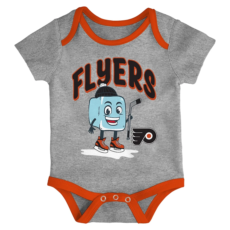 Ensemble de body trois pièces pour nourrissons et nouveau-nés Outerstuff Philadelphia Flyers Triple Header