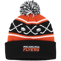 Bonnet en tricot à revers Face-Off des Flyers de Philadelphie orange pour bébé avec pompon
