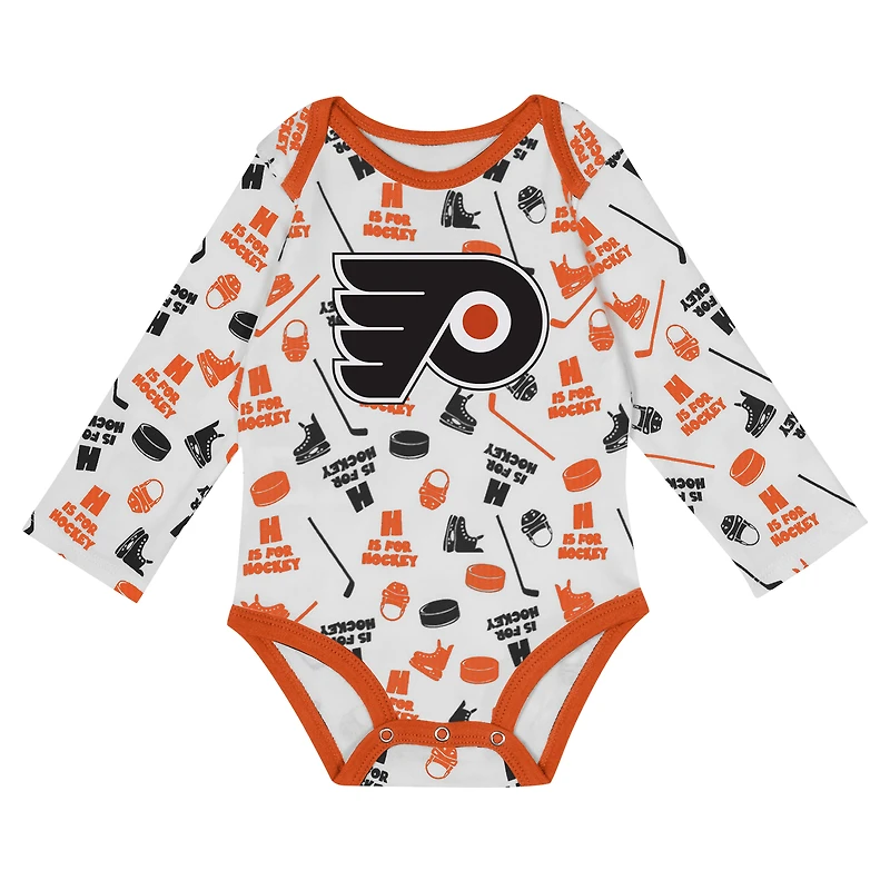 Infant White Philadelphia Flyers Quick Learner Long Sleeve Bodysuit