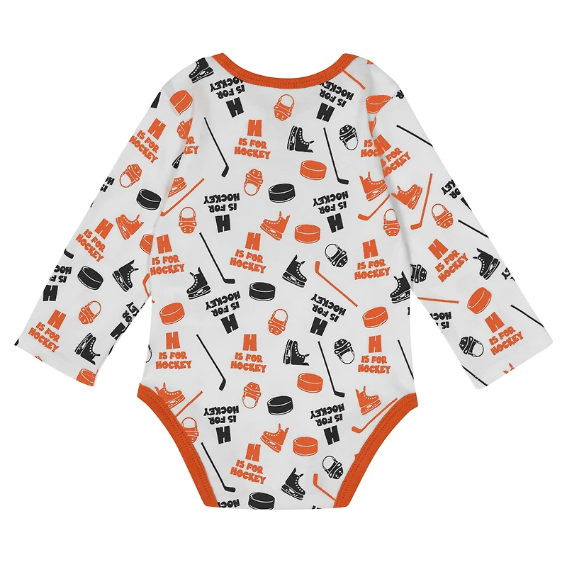 Body à manches longues pour bébé blanc Philadelphia Flyers Quick Learner