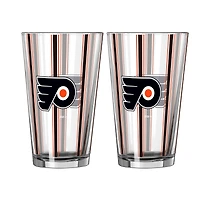 Logo Brands Philadelphia Flyers Two-Piece 16oz. Striped Pint Glass Set