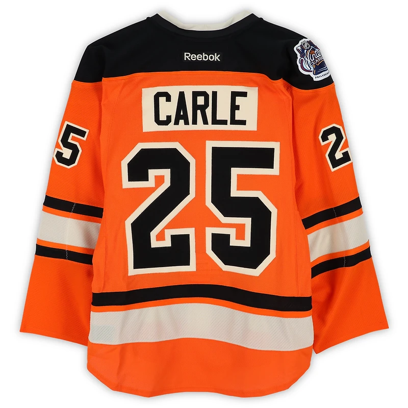 Matt Carle Philadelphia Flyers Practice-Used #25 Orange Reebok Jersey vs. New York Rangers on January 2, 2012 - NHL Winter Classic - Worn During Warm-Ups