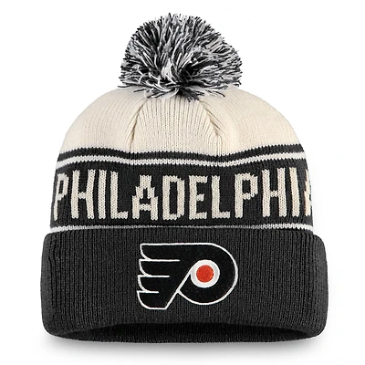 Men's Fanatics  Black Philadelphia Flyers Heritage Cuffed Knit Hat with Pom