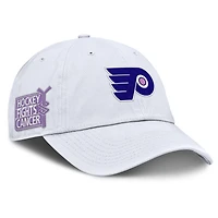 Casquette ajustable authentique Pro Hockey Fights Cancer des Flyers de Philadelphie pour hommes Fanatics blanche