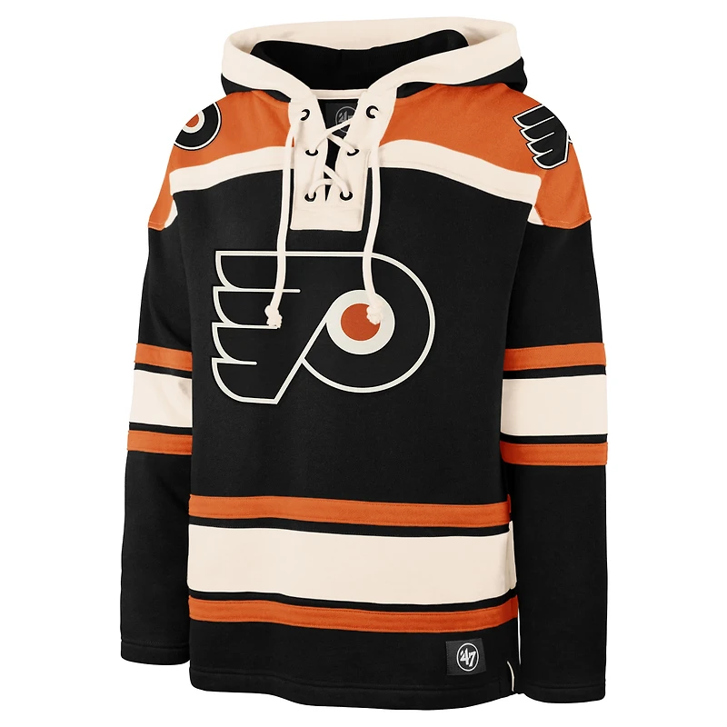 Sweat à capuche en polaire lacets de qualité supérieure pour homme '47 Black Philadelphia Flyers Big & Tall