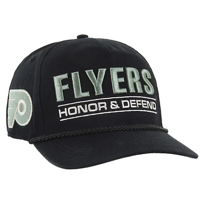 Casquette ajustable noire '47 Philadelphia Flyers OHT Military Appreciation Homeland Honor and Defend Hitch pour homme