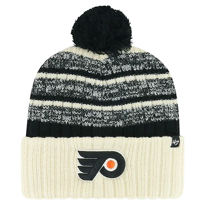 Bonnet en tricot à revers Tavern des Flyers de Philadelphie '47 crème pour hommes avec pompon