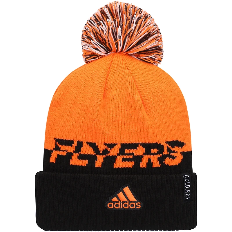Men's adidas Orange/Black Philadelphia Flyers COLD.RDY Cuffed Knit Hat with Pom