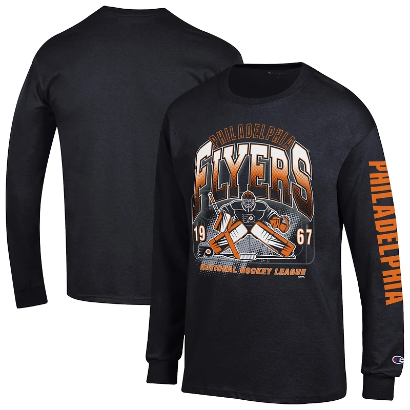 Men's Champion Black Philadelphia Flyers Long Sleeve Jersey T-Shirt