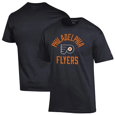 T-shirt Champion noir pour homme avec logo principal des Flyers de Philadelphie