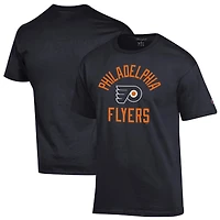 T-shirt Champion noir pour homme avec logo principal des Flyers de Philadelphie