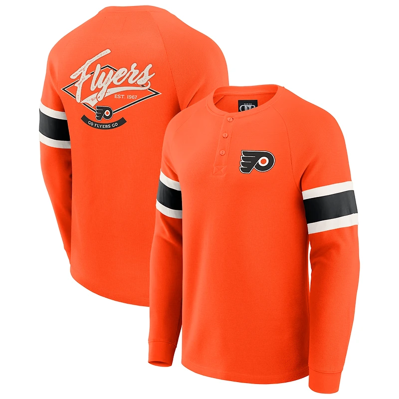 Collection Darius Rucker pour homme par Fanatics - T-shirt Henley à manches longues raglan orange Philadelphia Flyers
