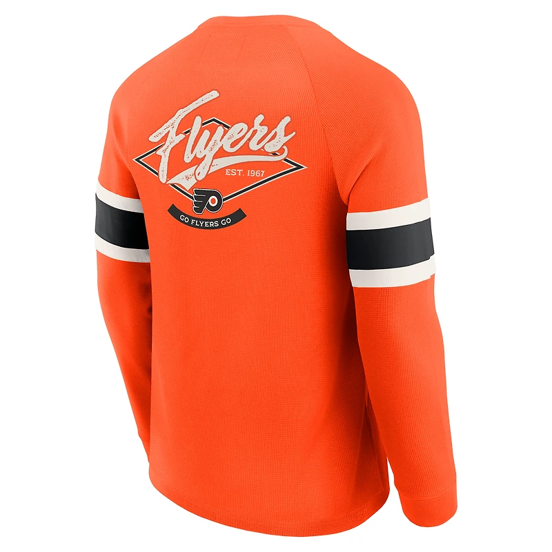 Collection Darius Rucker pour homme par Fanatics - T-shirt Henley à manches longues raglan orange Philadelphia Flyers