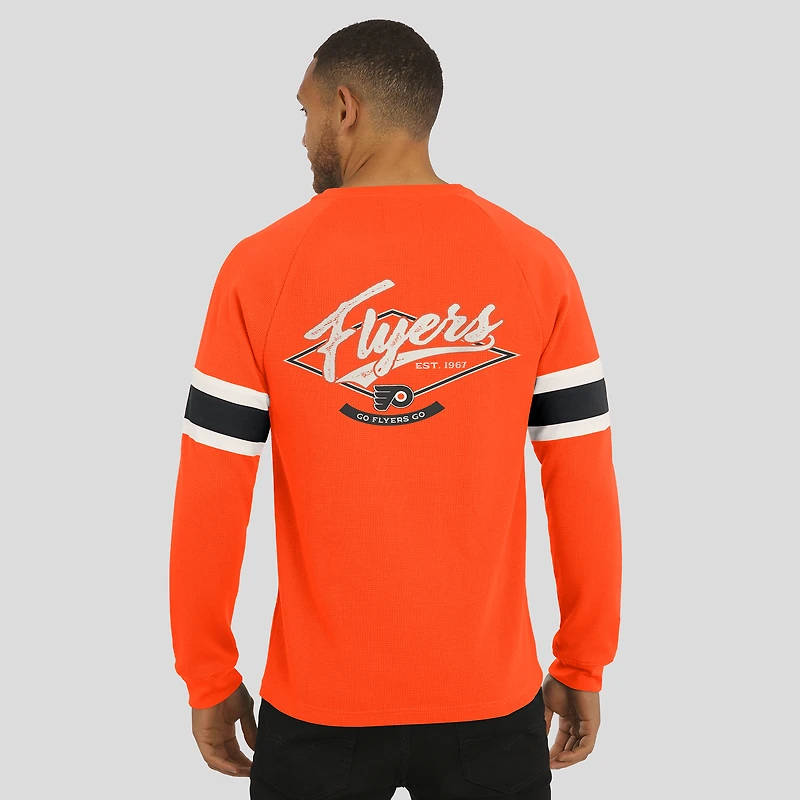Collection Darius Rucker pour homme par Fanatics - T-shirt Henley à manches longues raglan orange Philadelphia Flyers