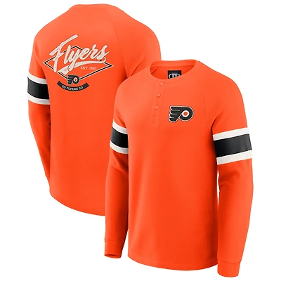 Collection Darius Rucker pour homme par Fanatics - T-shirt Henley à manches longues raglan orange Philadelphia Flyers
