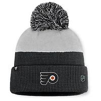 Bonnet en tricot à revers et pompon authentique Pro Home Ice des Flyers de Philadelphie pour homme, noir/gris