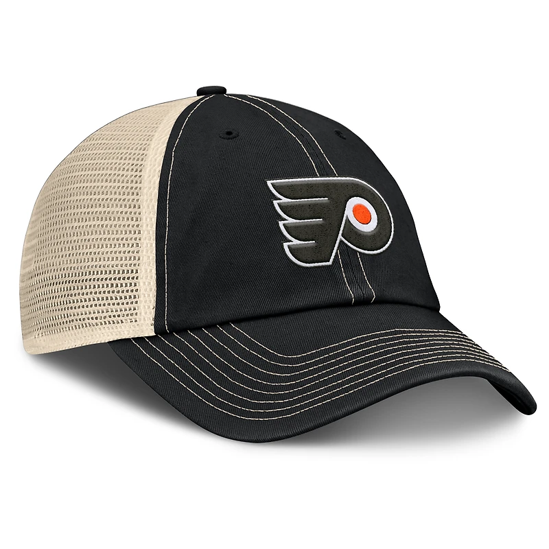 Men's Fanatics Black/Natural Philadelphia Flyers Rival Trucker Adjustable Hat