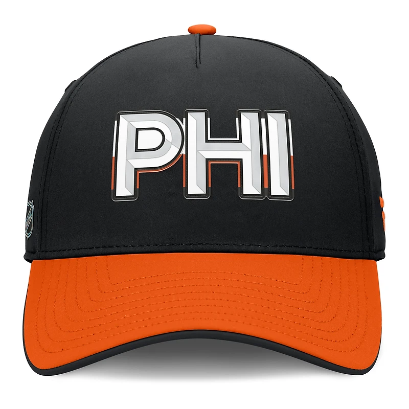 Casquette Fanatics noire/orange authentique Pro Rink Team Code Flex des Flyers de Philadelphie pour homme
