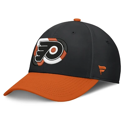 Casquette Flex Fit noire et orange des Flyers de Philadelphie pour homme Fanatics