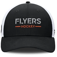 Men's Fanatics Black/White Philadelphia Flyers Authentic Pro Rink Lockup Adjustable Trucker Hat