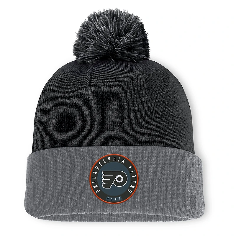 Men's Fanatics Black Philadelphia Flyers Aspyn Cuffed Knit Hat with Pom