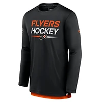 T-shirt noir authentique à manches longues Fanatics pour hommes des Flyers de Philadelphie