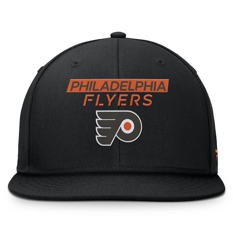 Casquette snapback authentique Pro Rink Prime noire des Flyers de Philadelphie Fanatics pour homme