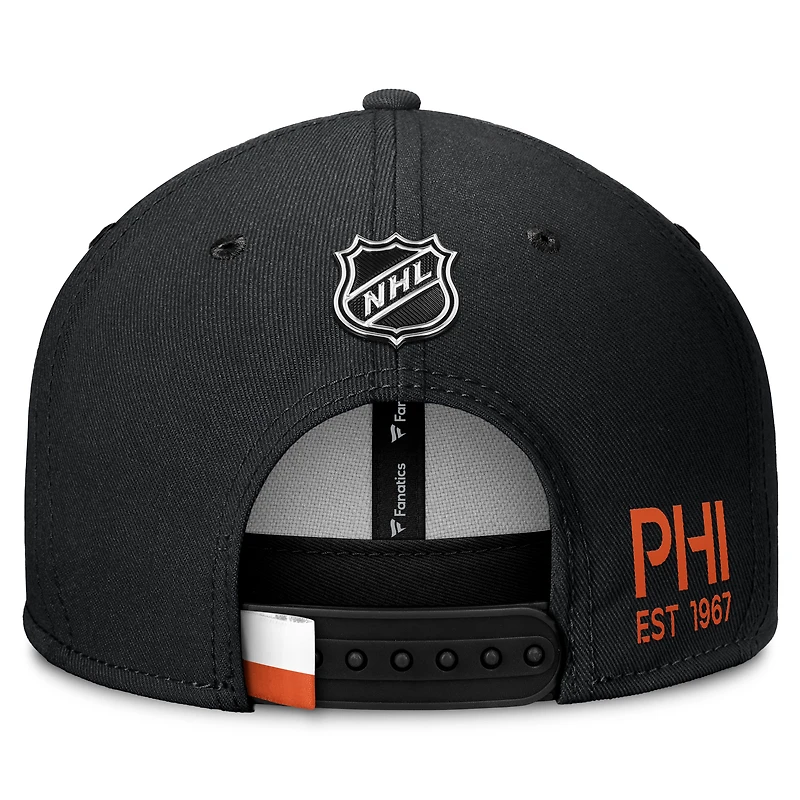 Casquette snapback authentique Pro Rink Prime noire des Flyers de Philadelphie Fanatics pour homme