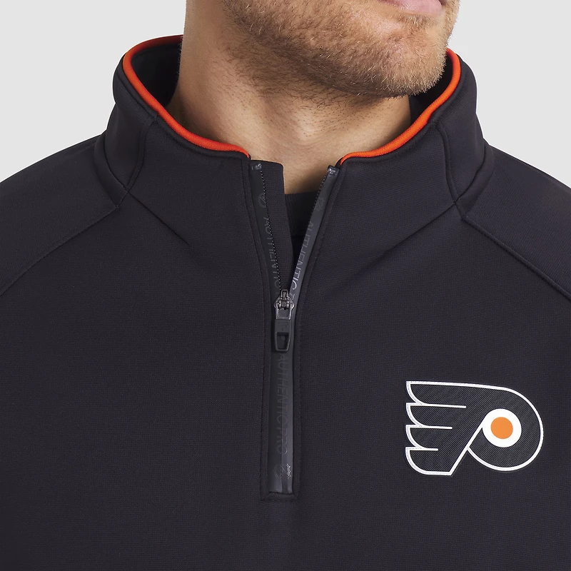Men's Fanatics Black Philadelphia Flyers Authentic Pro Rink Raglan Quarter-Zip Pullover
