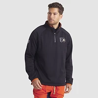 Pull raglan à quart de zip noir authentique des Flyers Philadelphie Fanatics pour homme
