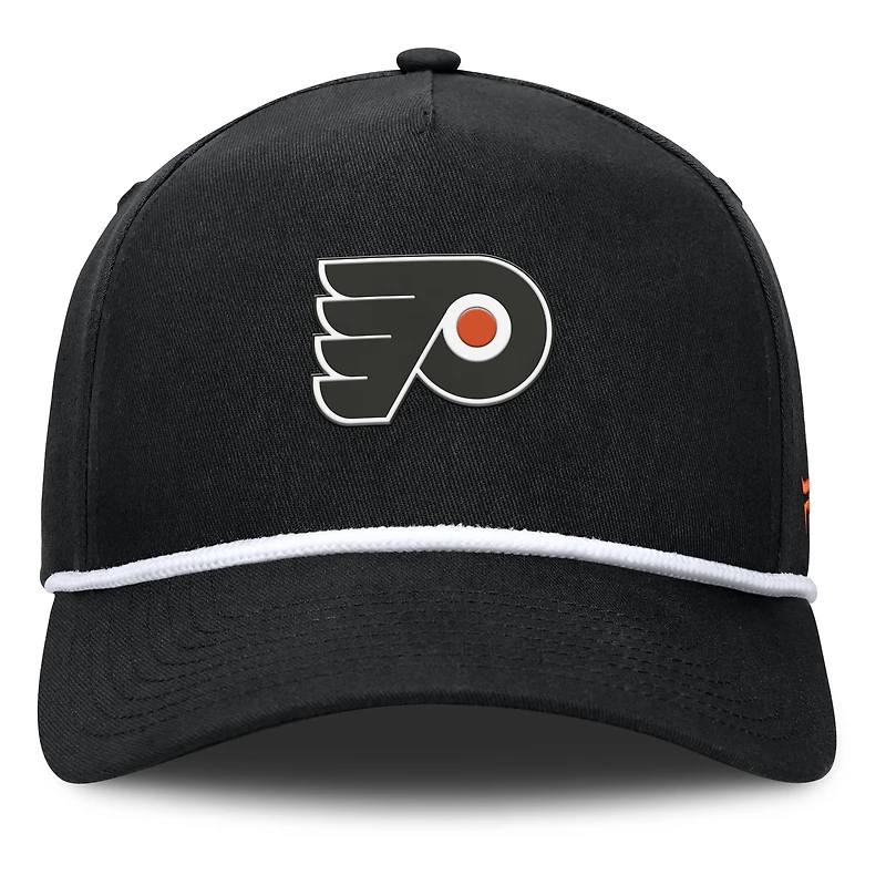 Men's Fanatics Black Philadelphia Flyers Authentic Pro Rink Roper A-Frame Adjustable Hat