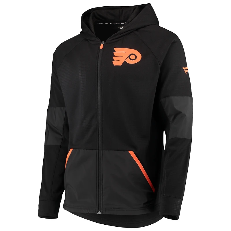 Men's Fanatics Black Philadelphia Flyers Authentic Pro Rinkside Grid-Back - Full-Zip Jacket