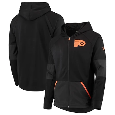 Fanatics Branded Black Philadelphia Flyers Authentic Pro Rinkside Grid-Back - Veste à glissière complète